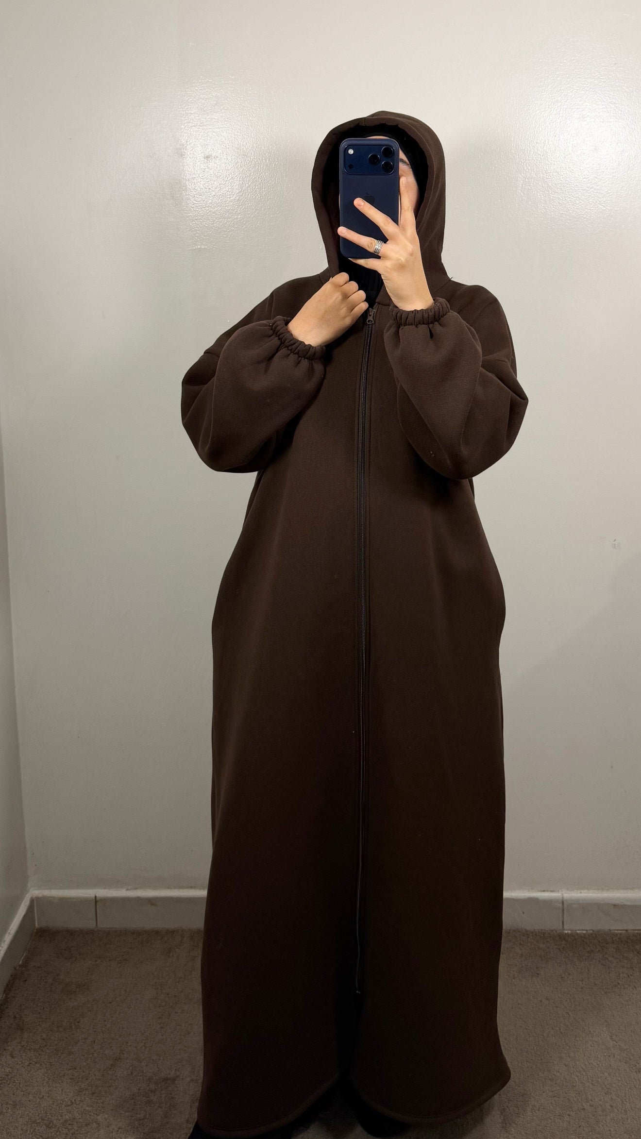 GILET LONG ZIPPÉ MARRON