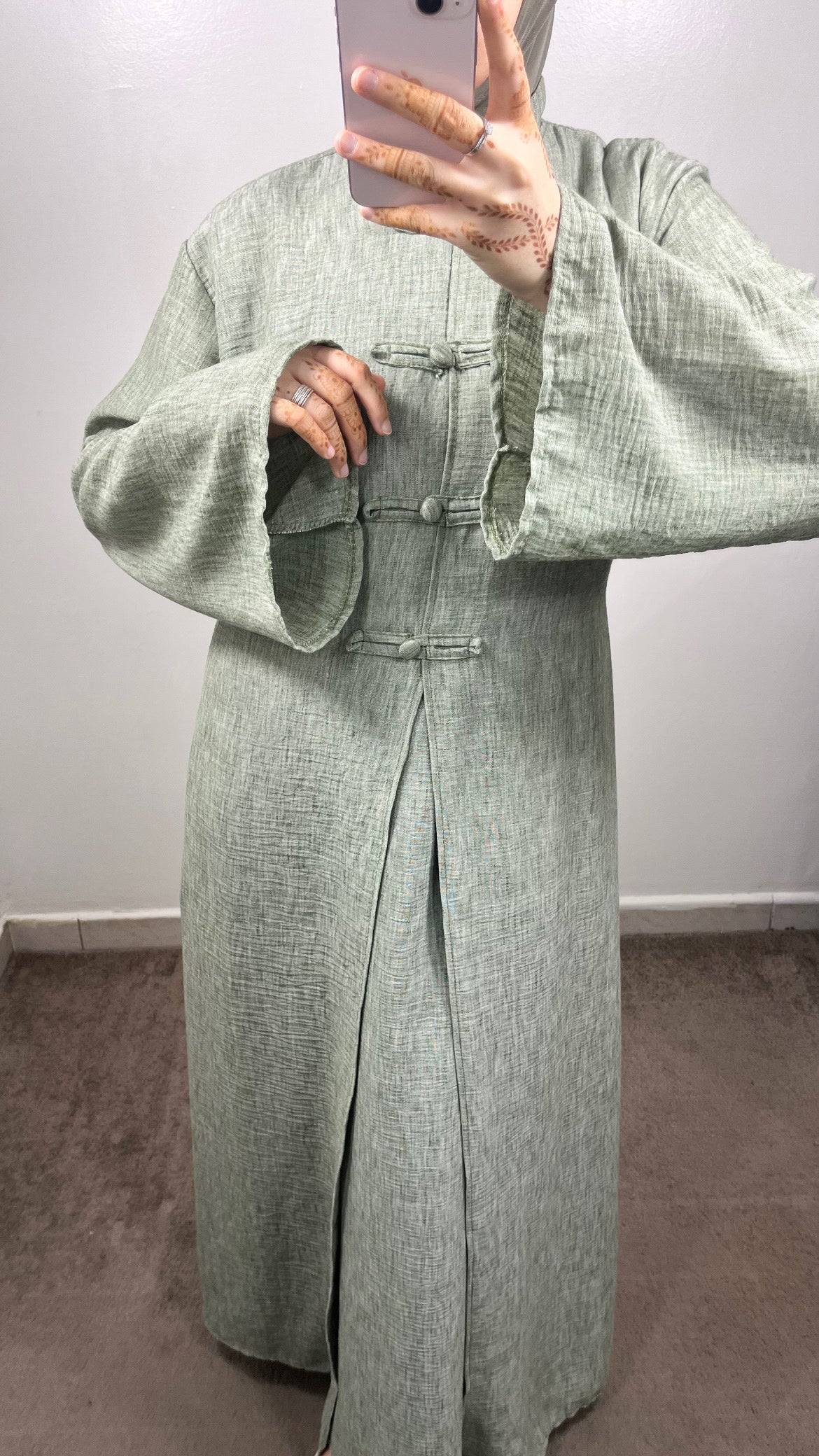 ENSEMBLE TOKYO LONG KIMONO + SOUS ABAYA VERT