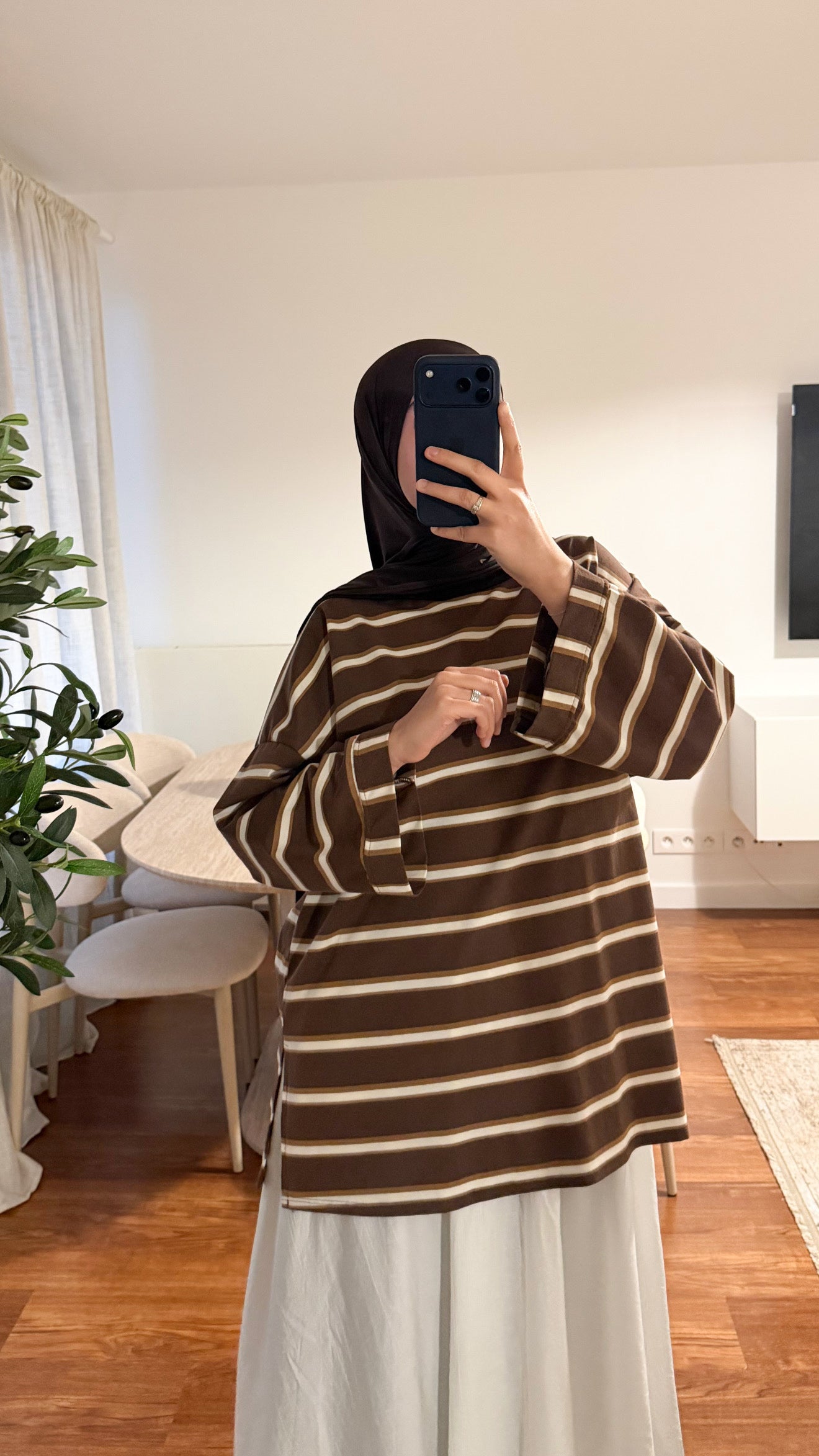 T-SHIRT RAYÉ OVERSIZE MARRON