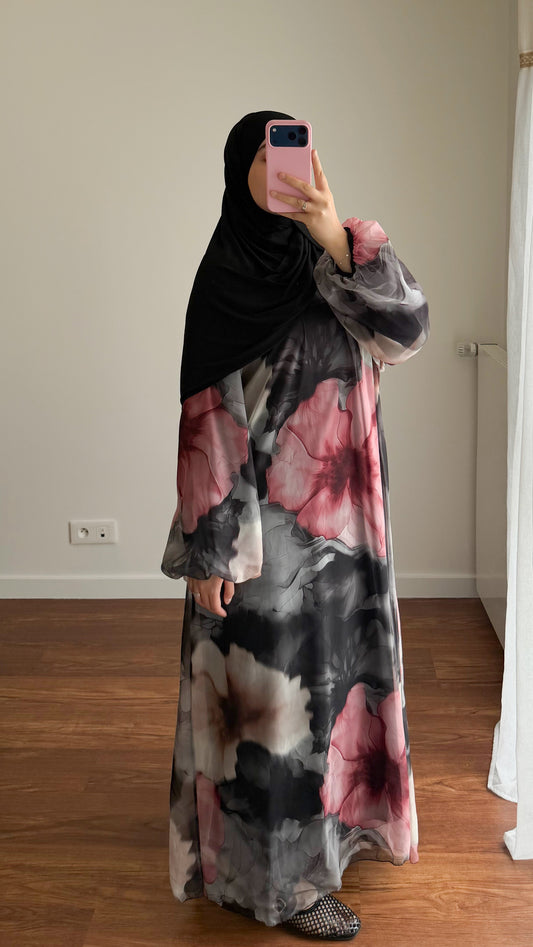 ABAYA BICOLORE NOIR