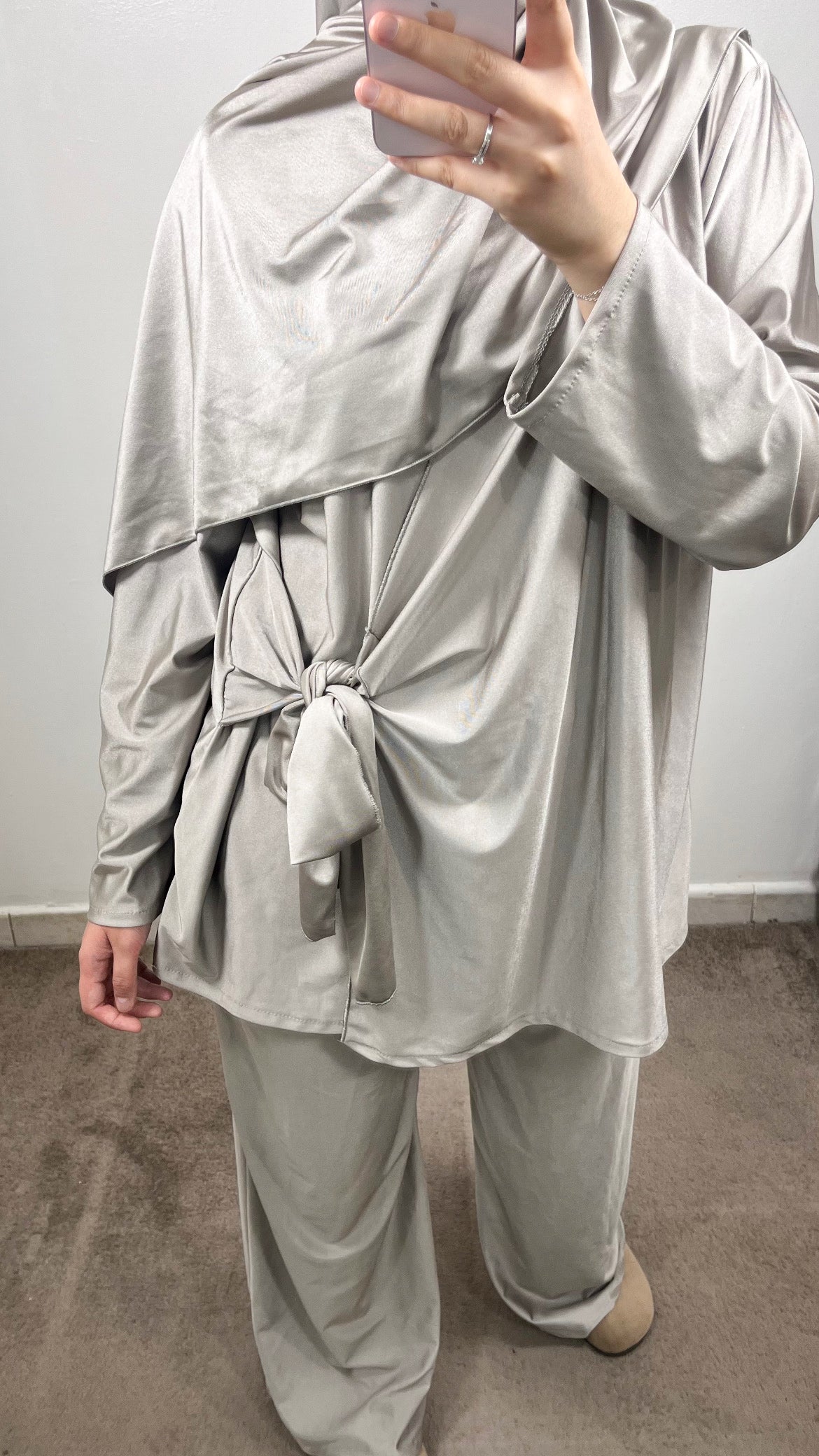 BURKINI 3 PIÈCES À NOUER TAUPE