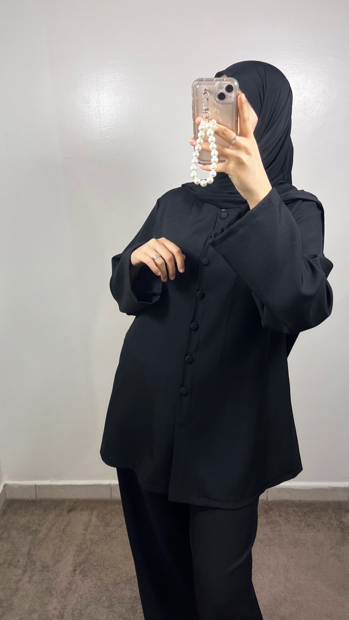 BLACK BUTTONED SET