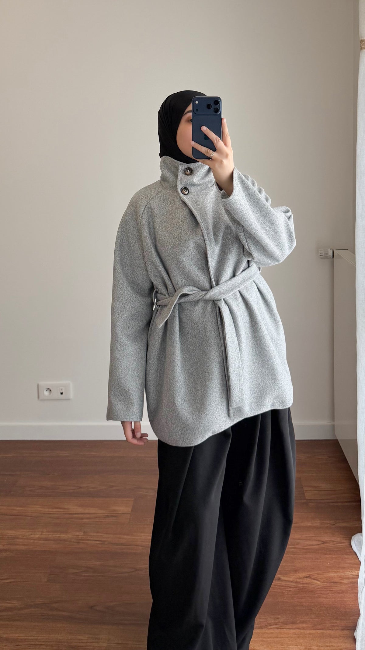 MANTEAU MI-LONG GRIS