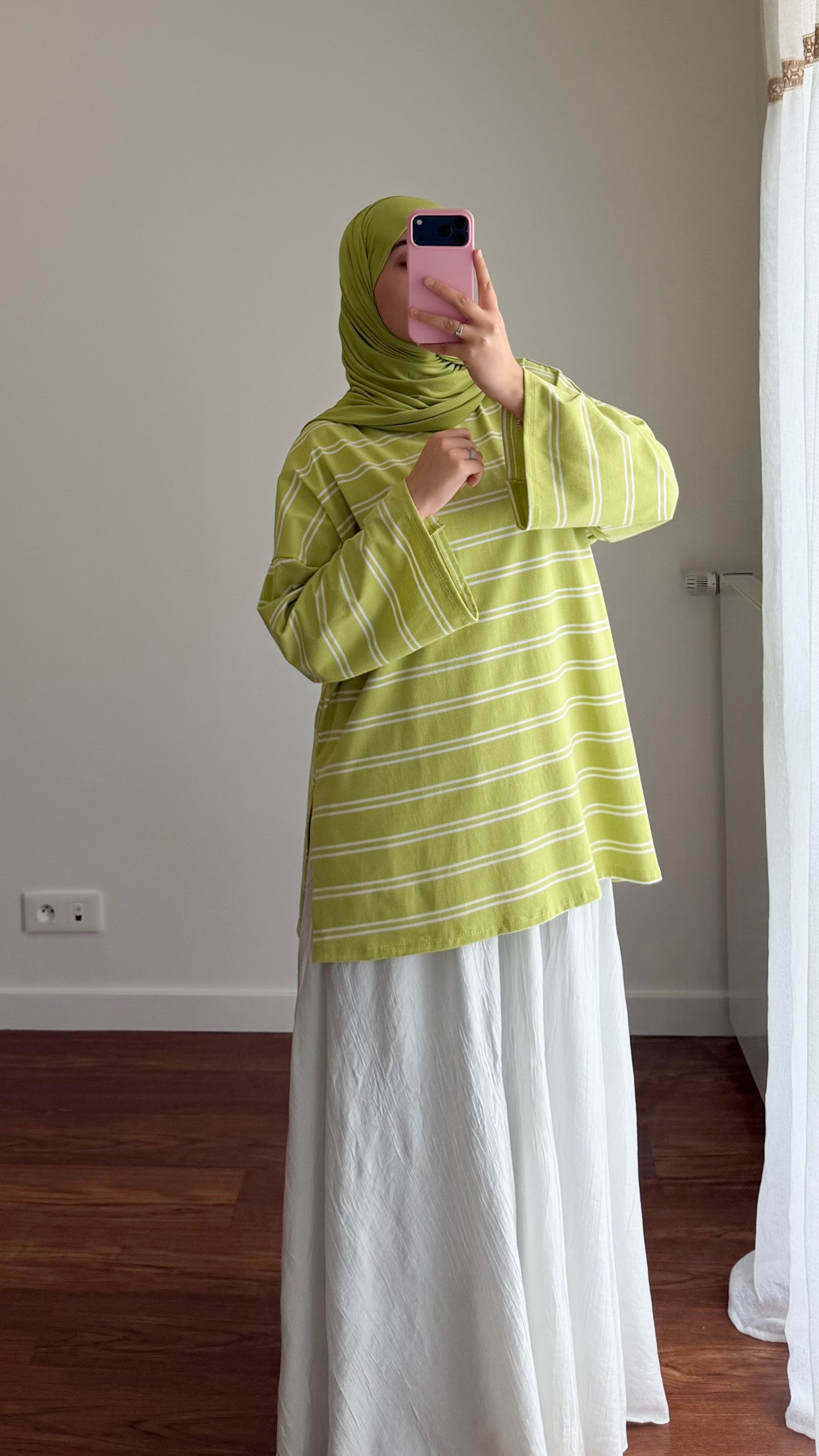 T-SHIRT RAYÉ OVERSIZE VERT POMME