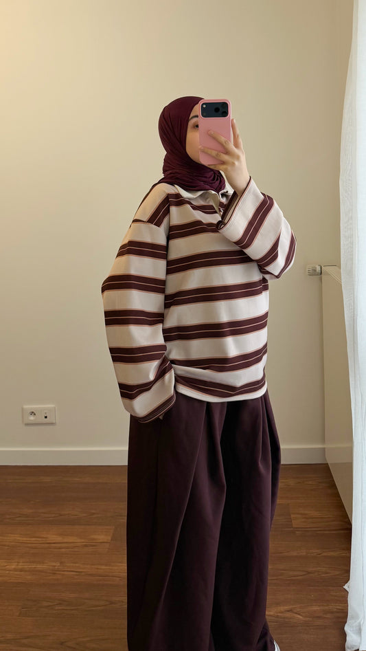 POLO ÉPAIS À RAYURES BEIGE