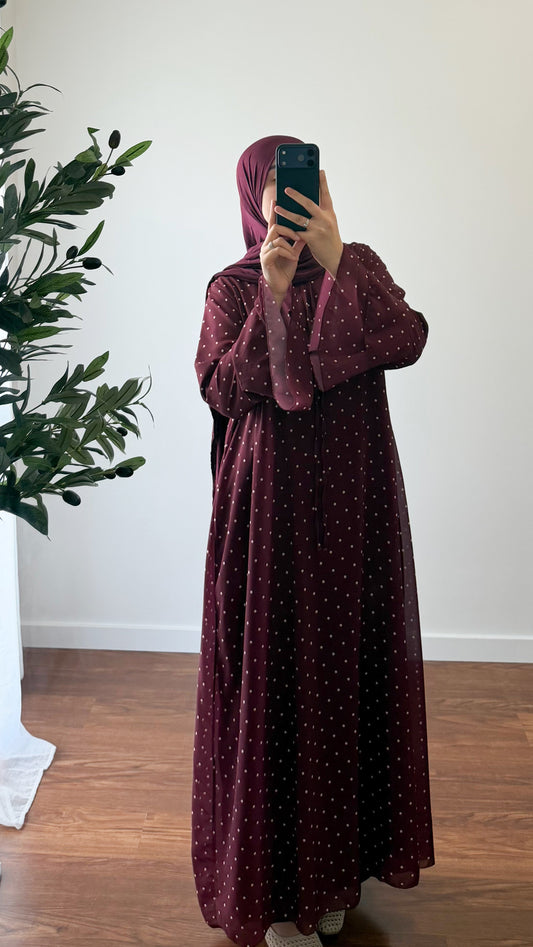 ROBE À PETIT POIS BORDEAU