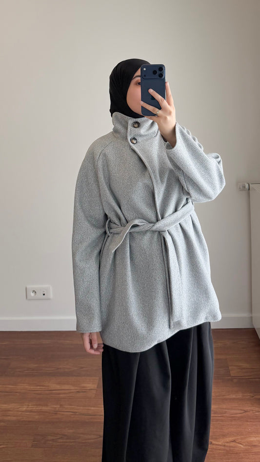MANTEAU MI-LONG GRIS