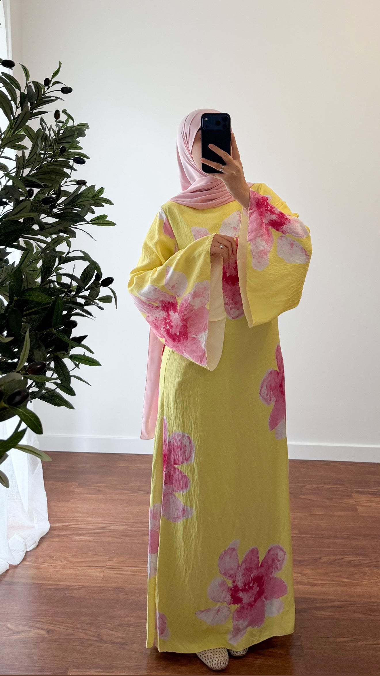 ROBE MOTIF FLEUR ROSE/JAUNE