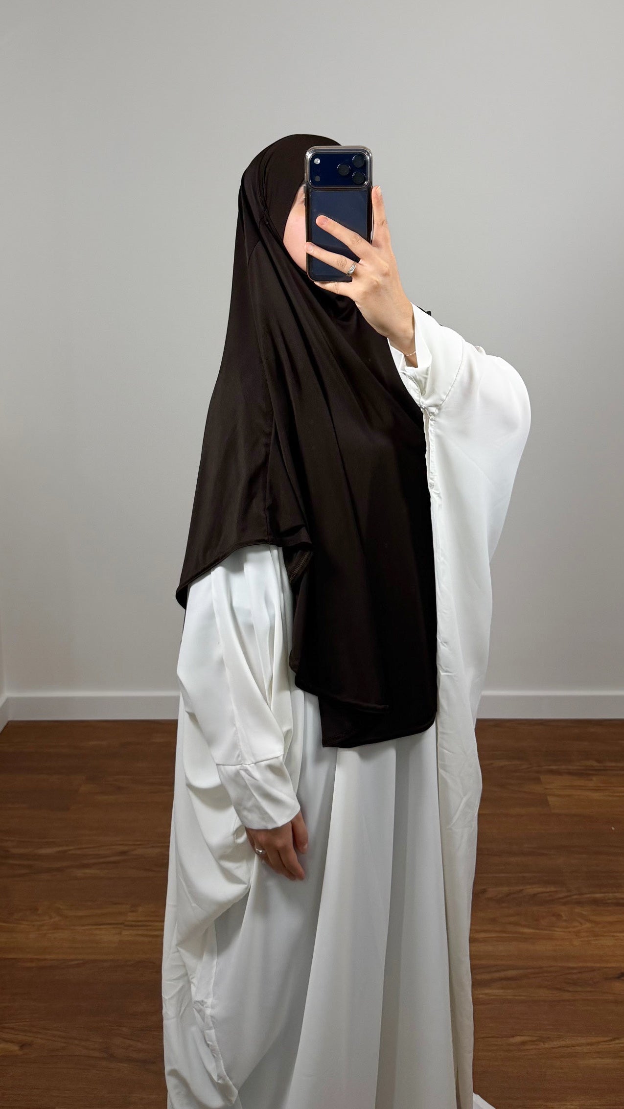 KHIMAR MI-LONG MARRON EN JERSEY PREMIUM