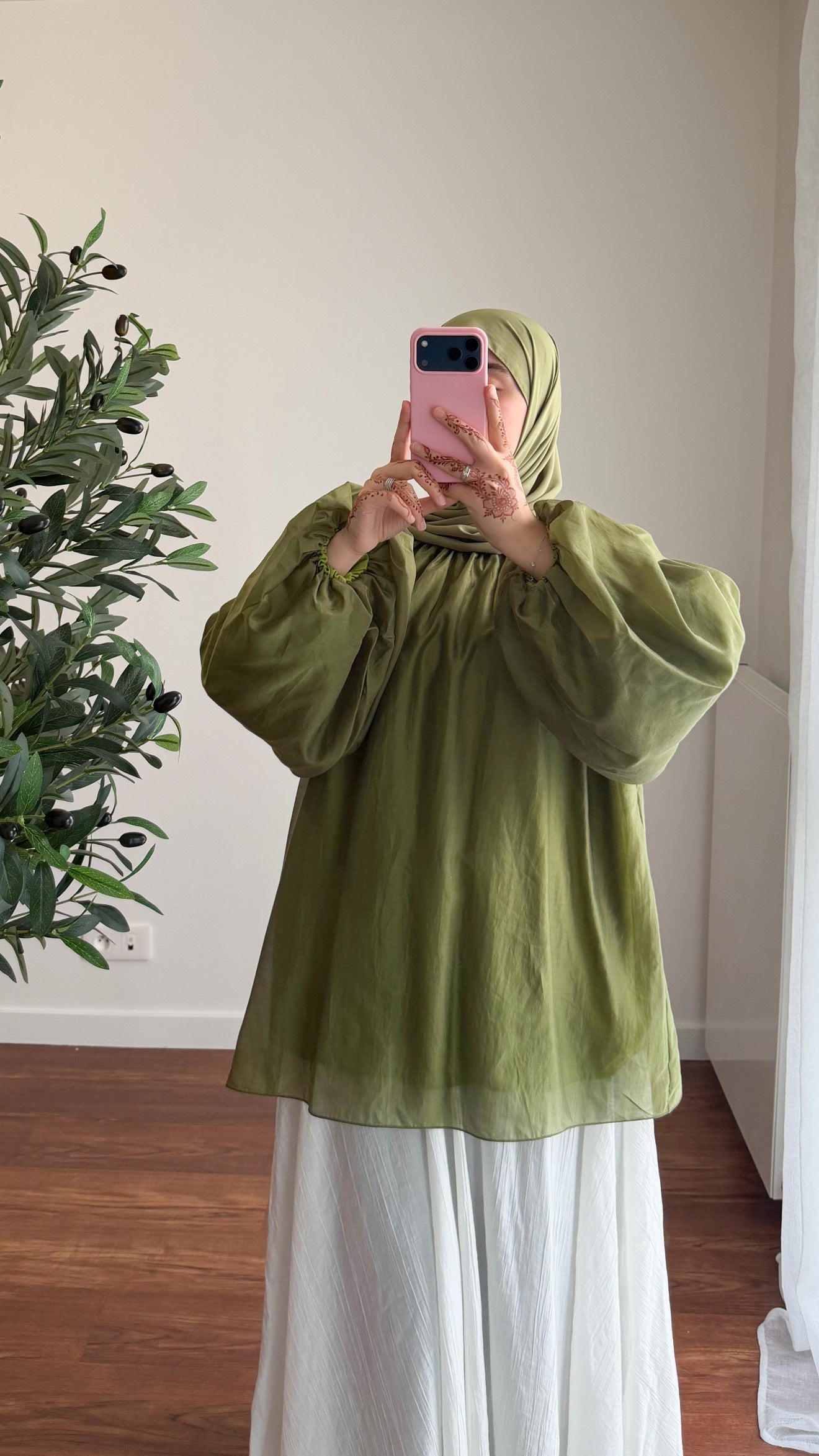 BLOUSE TENCEL VERT KAKI