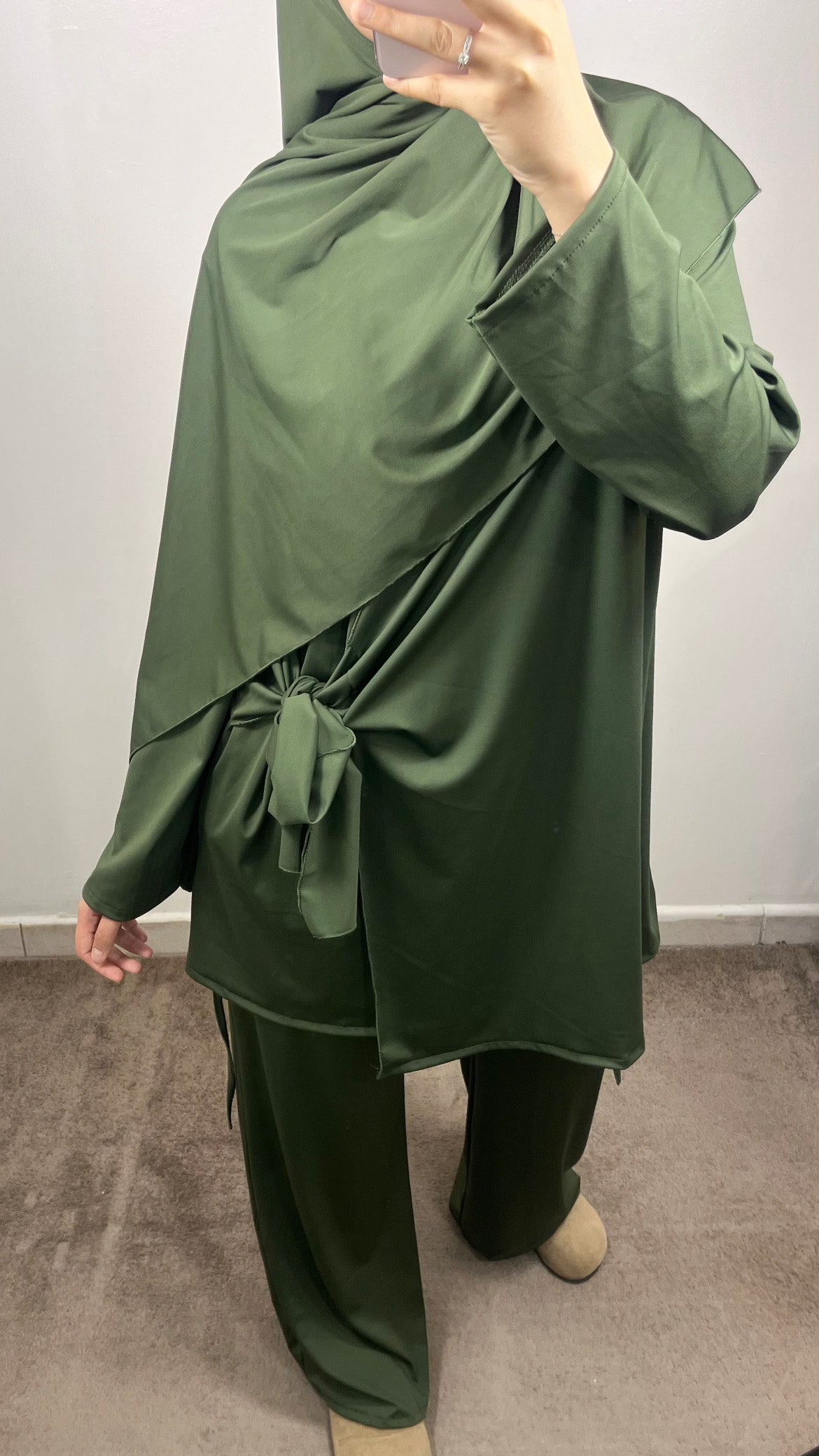 BURKINI 3 PIÈCES À NOUER VERT KAKI