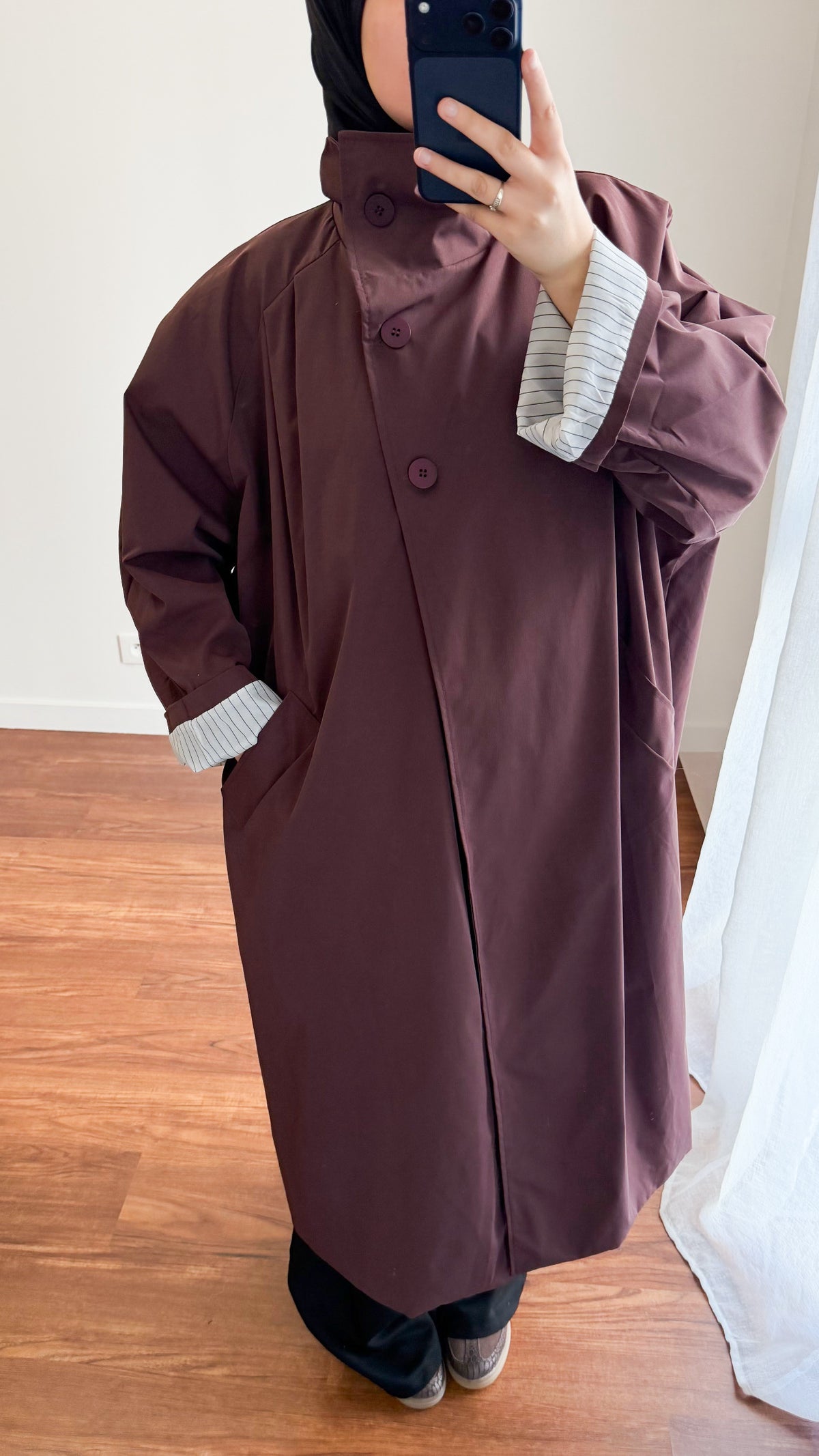 TRENCH LONG OVERSIZE BORDEAU