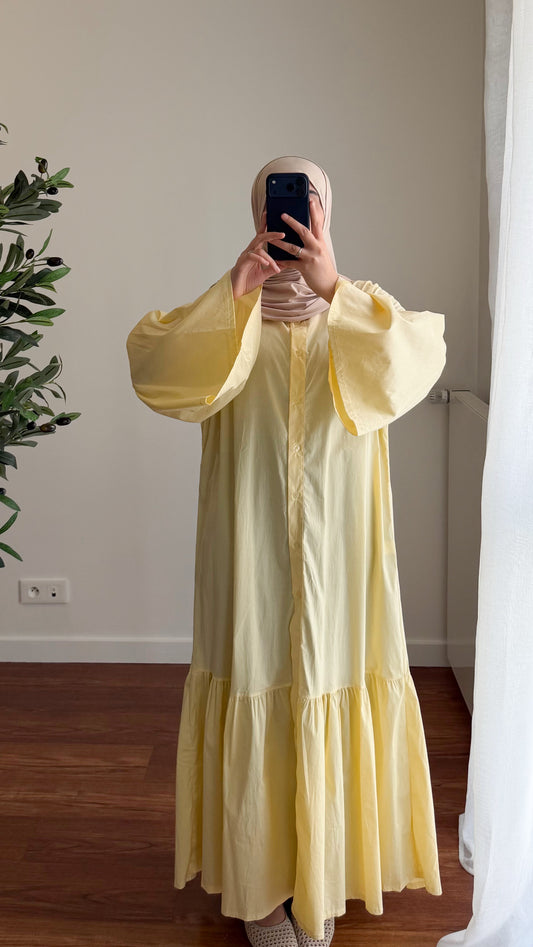 ROBE CHEMISE EN POPELINE JAUNE