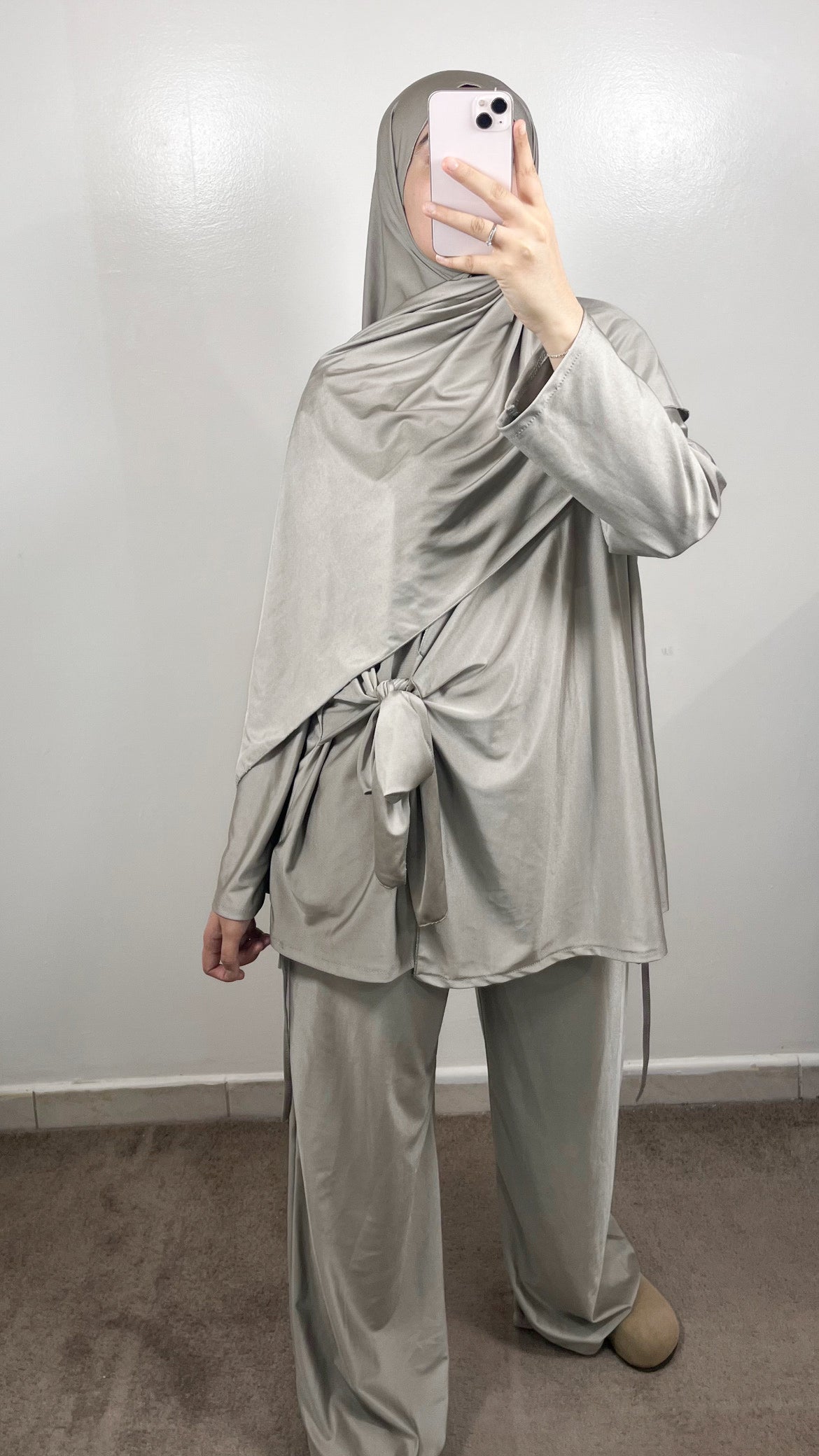 BURKINI 3 PIÈCES À NOUER TAUPE