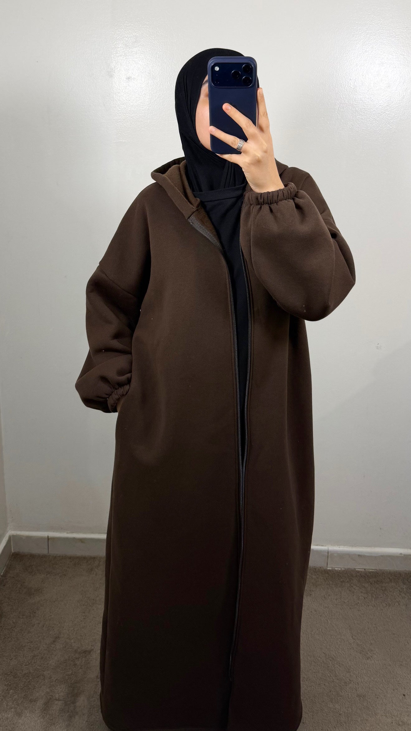 GILET LONG ZIPPÉ MARRON