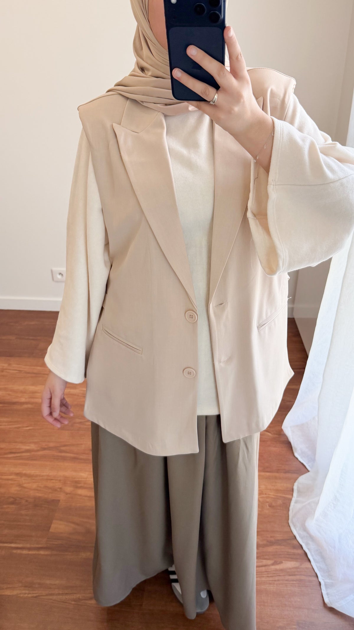 BLAZER SANS MANCHES BEIGE