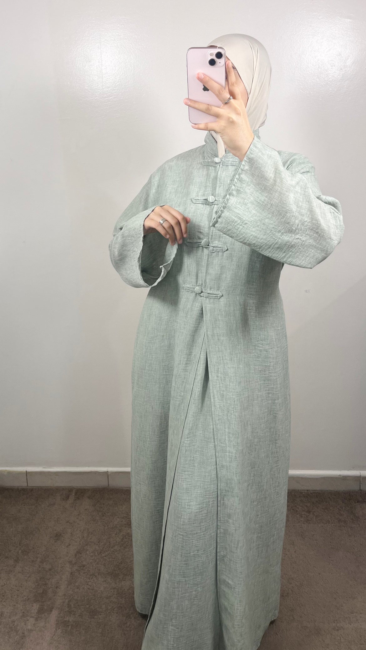 ENSEMBLE TOKYO LONG KIMONO + SOUS ABAYA VERT D’EAU
