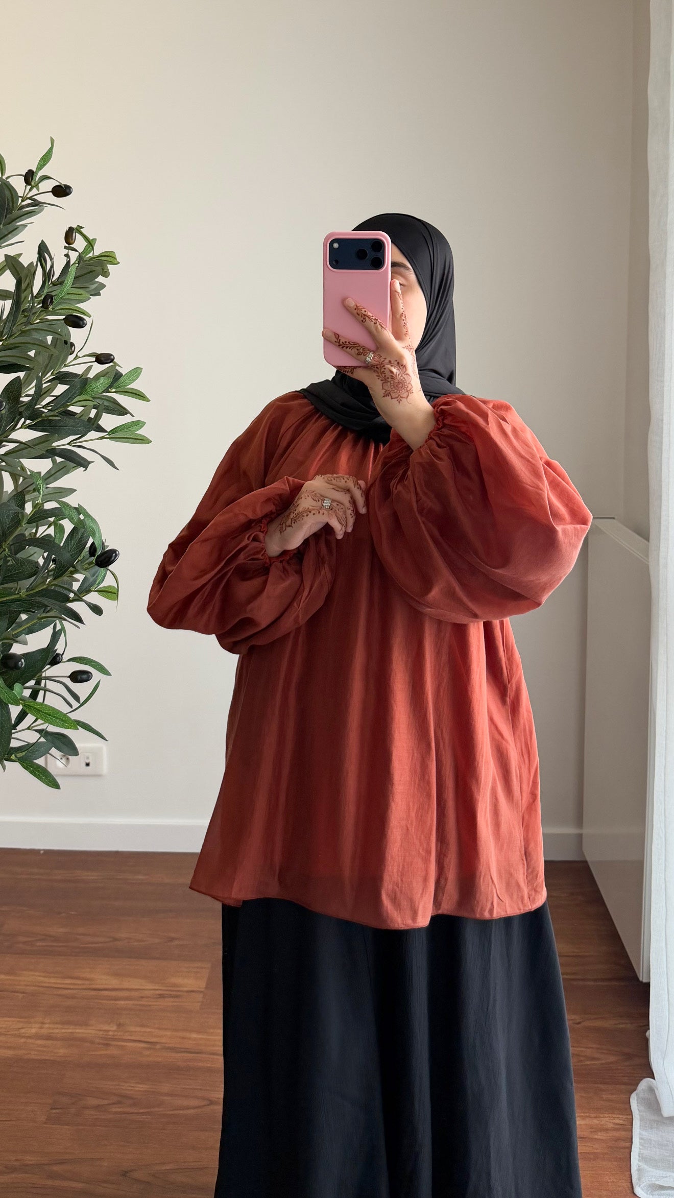 BLOUSE TENCEL BRIQUE