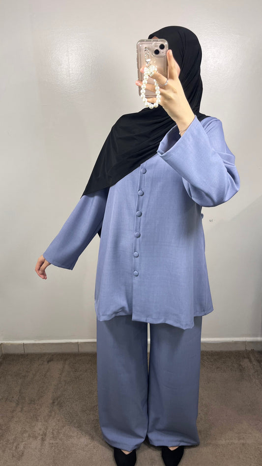 BLUE BUTTONED SET