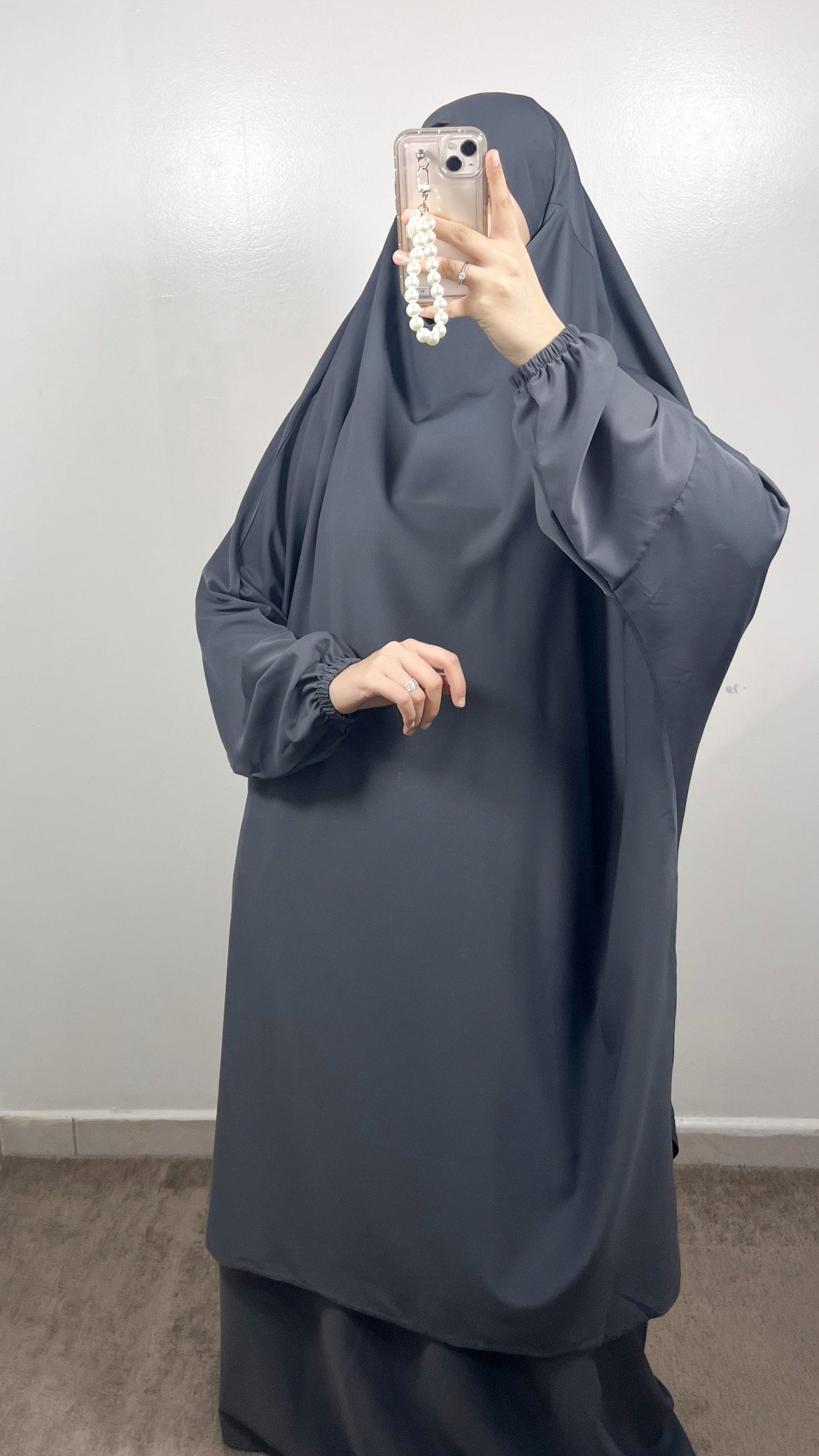 2 PIECE JILBEB IN ANTHRACITE GREY MEDINA SILK