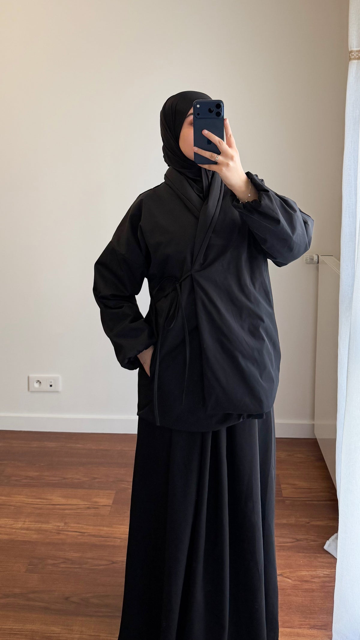 VESTE MATELASSÉ À NOUER NOIR