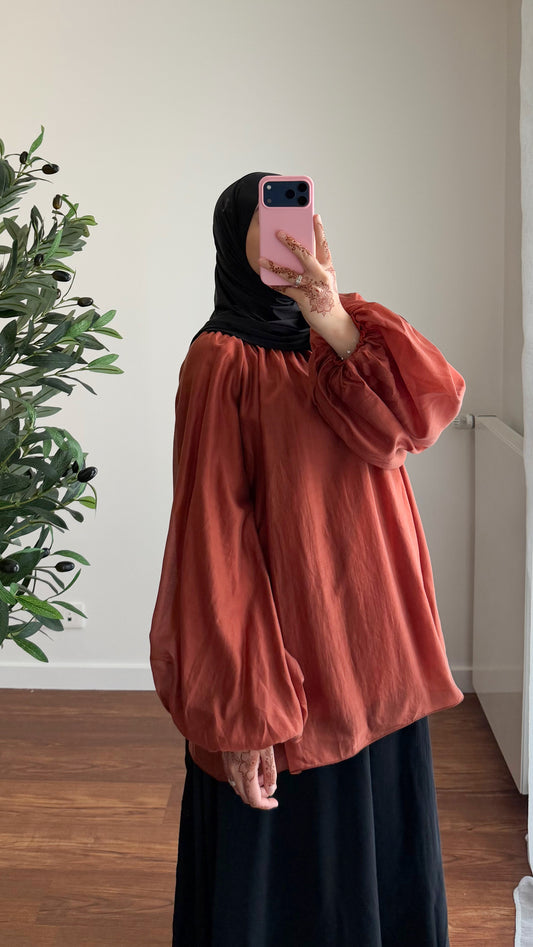 BLOUSE TENCEL BRIQUE