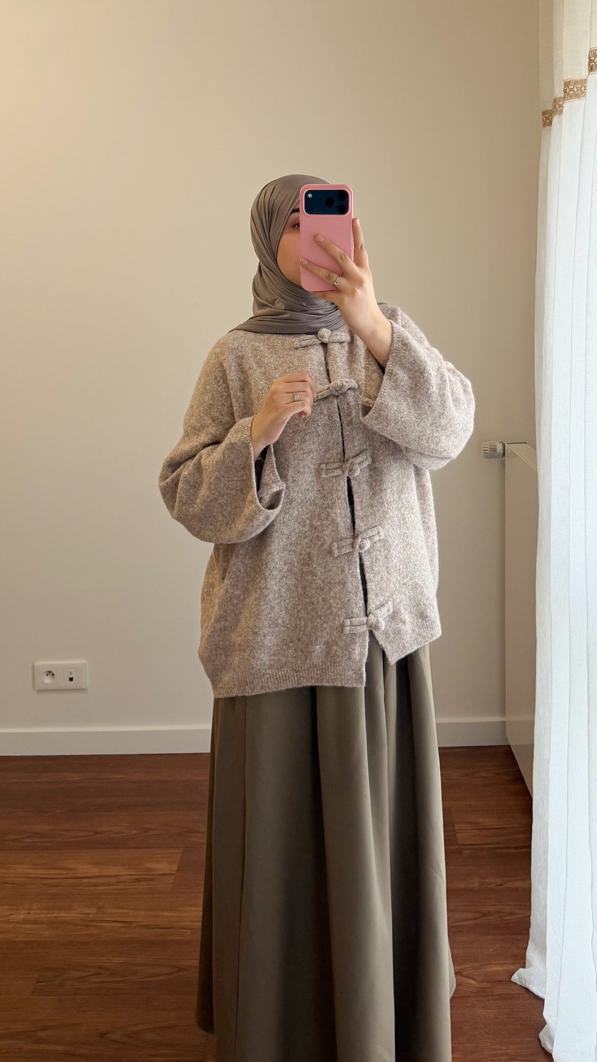 CARDIGAN YUMNA MANCHES LONGUES TAUPE