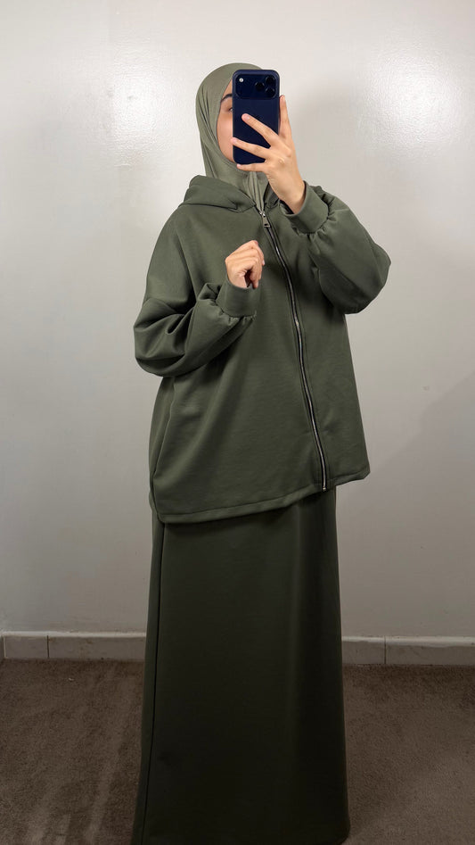 ENSEMBLE JUPE SIA VERT KAKI