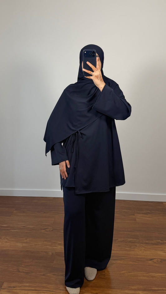 BURKINI FARAH 3 PIÈCES À NOUER BLEU MARINE