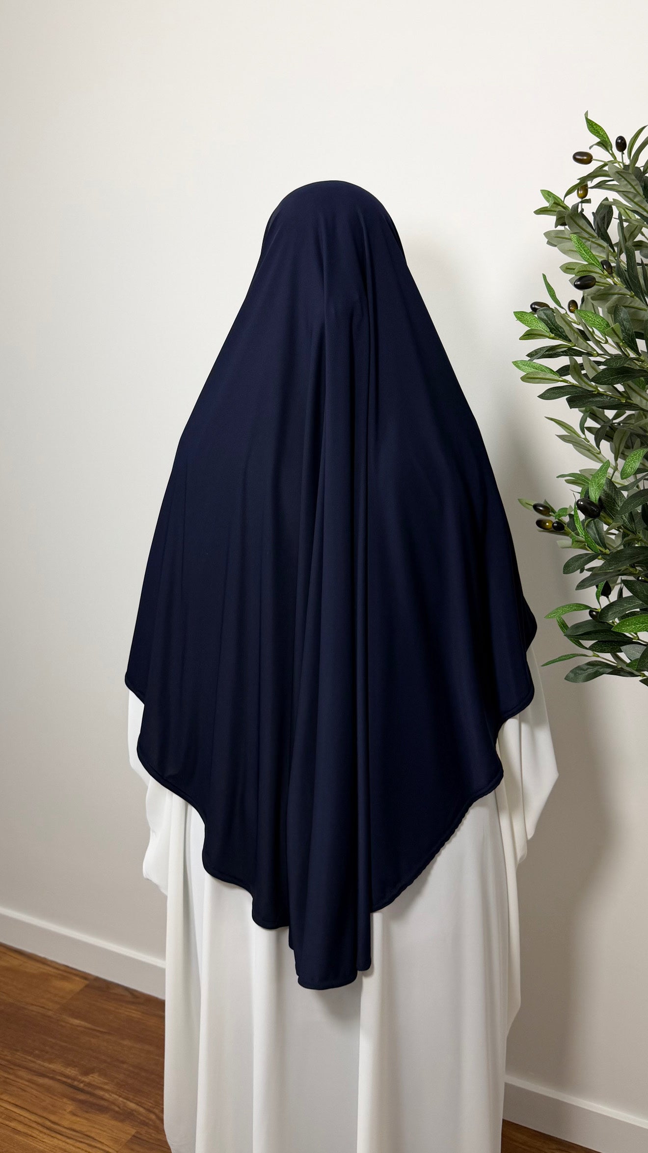 KHIMAR MI-LONG BLEU MARINE EN JERSEY PREMIUM