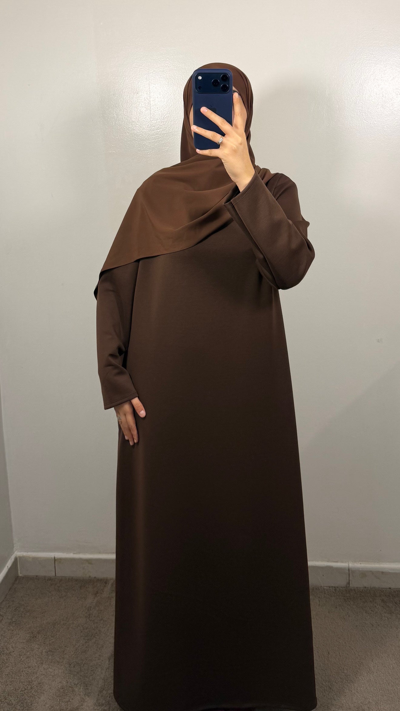 ROBE SWEAT COL MONTANT MARRON