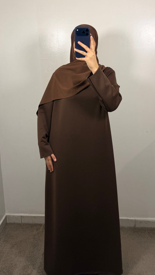 ROBE SWEAT COL MONTANT MARRON