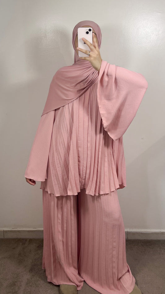 ENSEMBLE PLISSÉ SIHAM ROSE