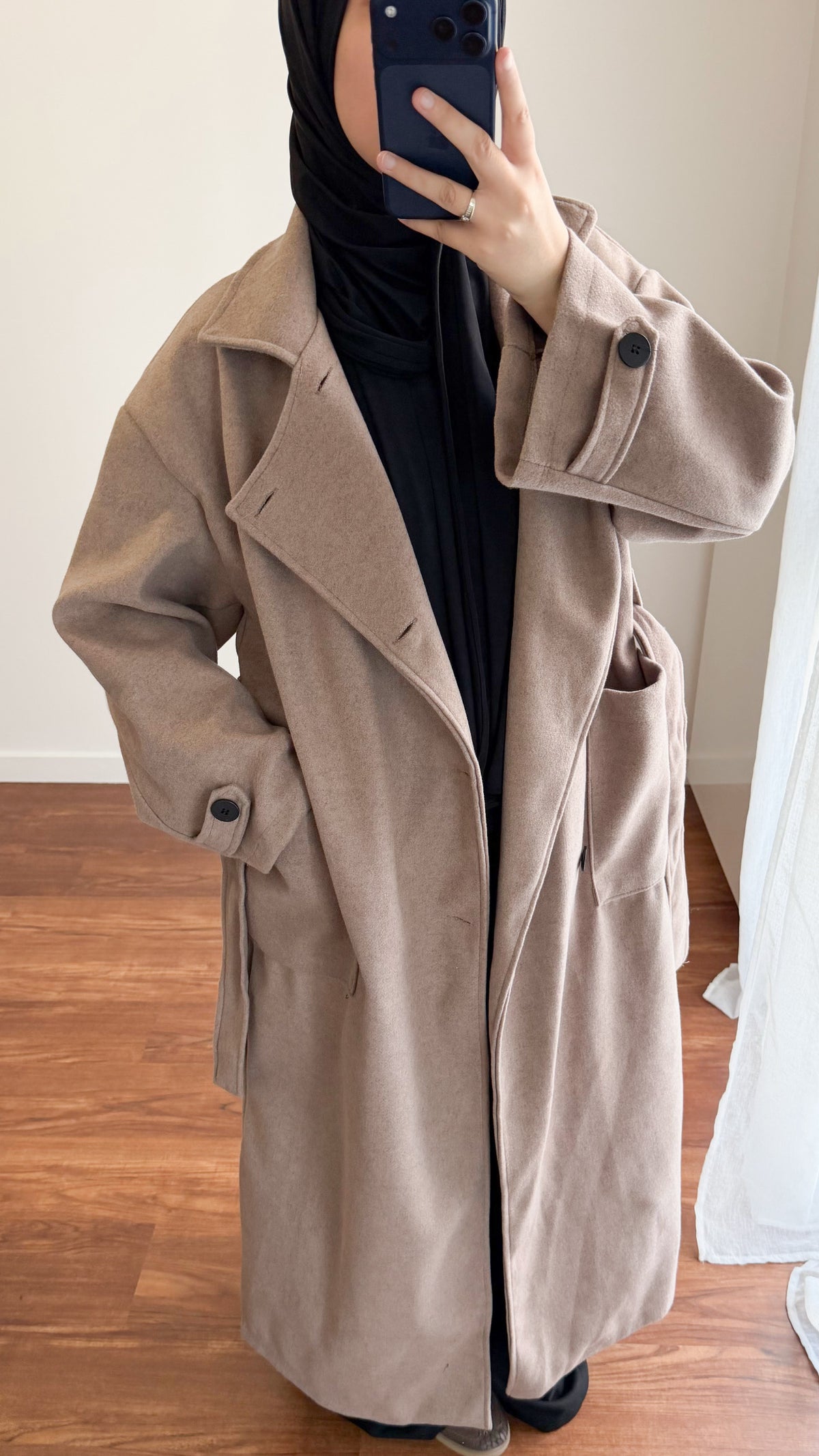 MANTEAU LONG MELINA TAUPE