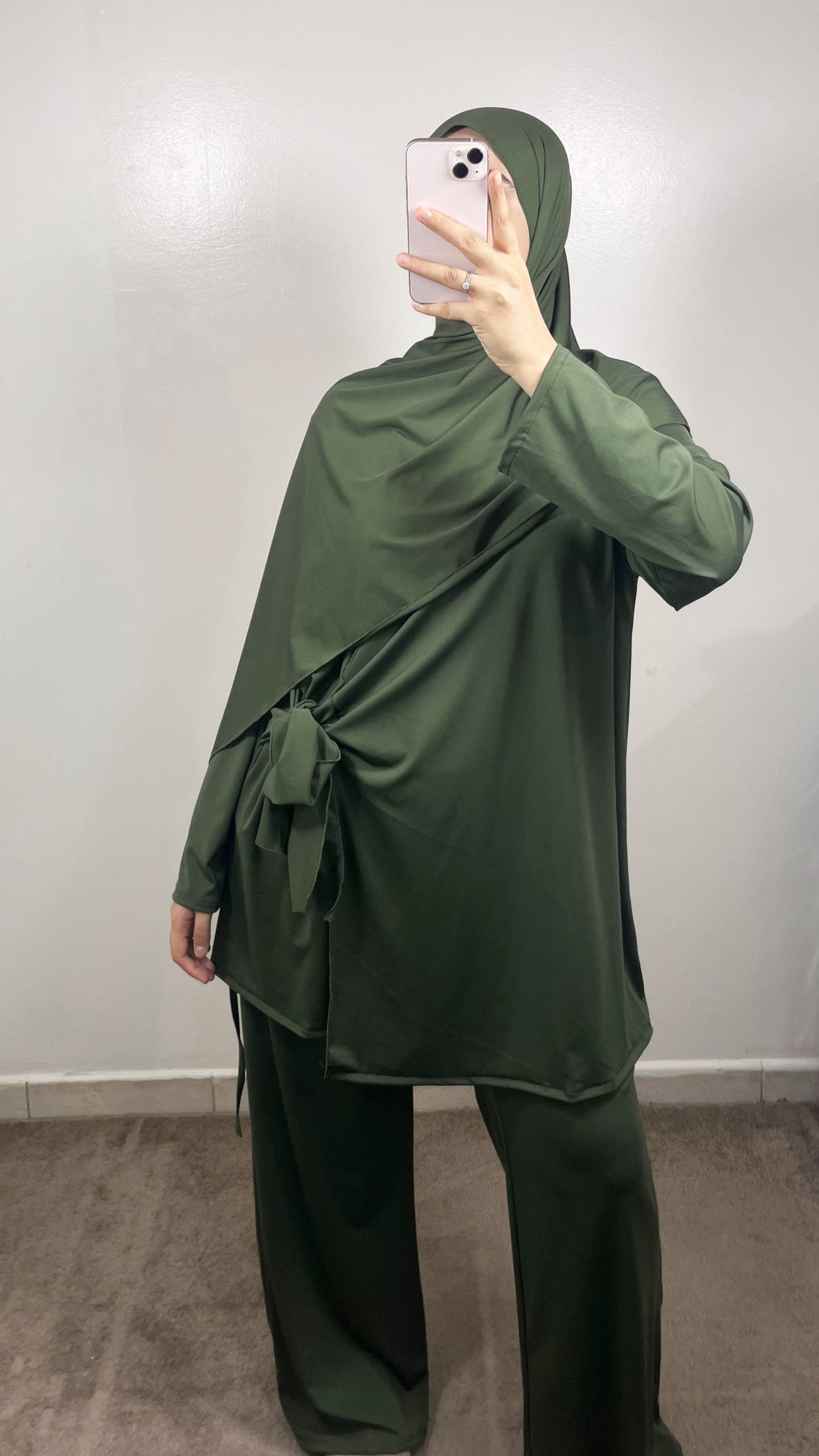 BURKINI 3 PIÈCES À NOUER VERT KAKI