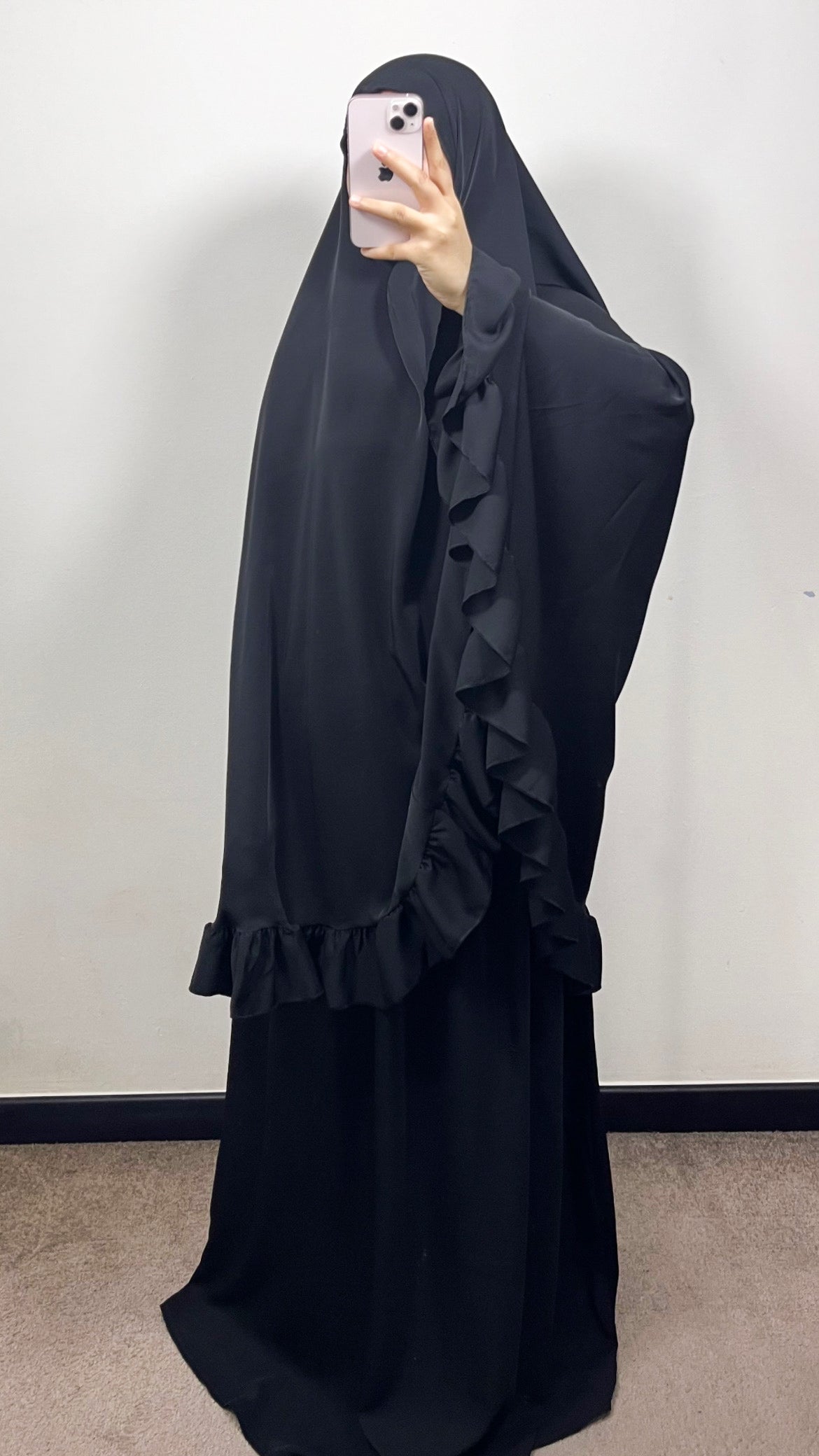 SET DE PRIÈRE FROUFROU EN SOIE DE MEDINE NOIR
