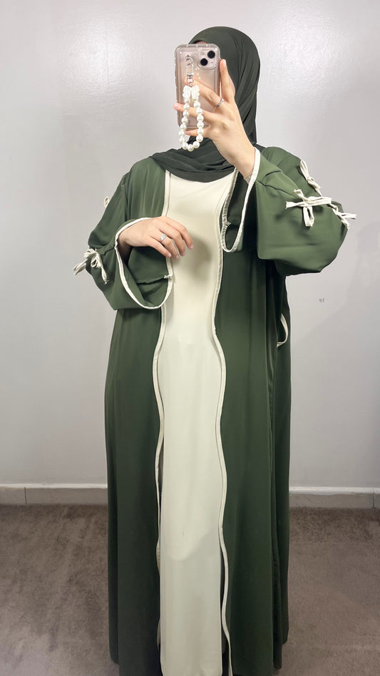 KNOTEN KIMONO + KHAKI GRÜN UNTER ABAYA