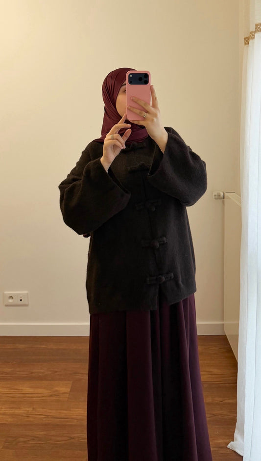 CARDIGAN YUMNA MANCHES LONGUES MARRON FONCÉ