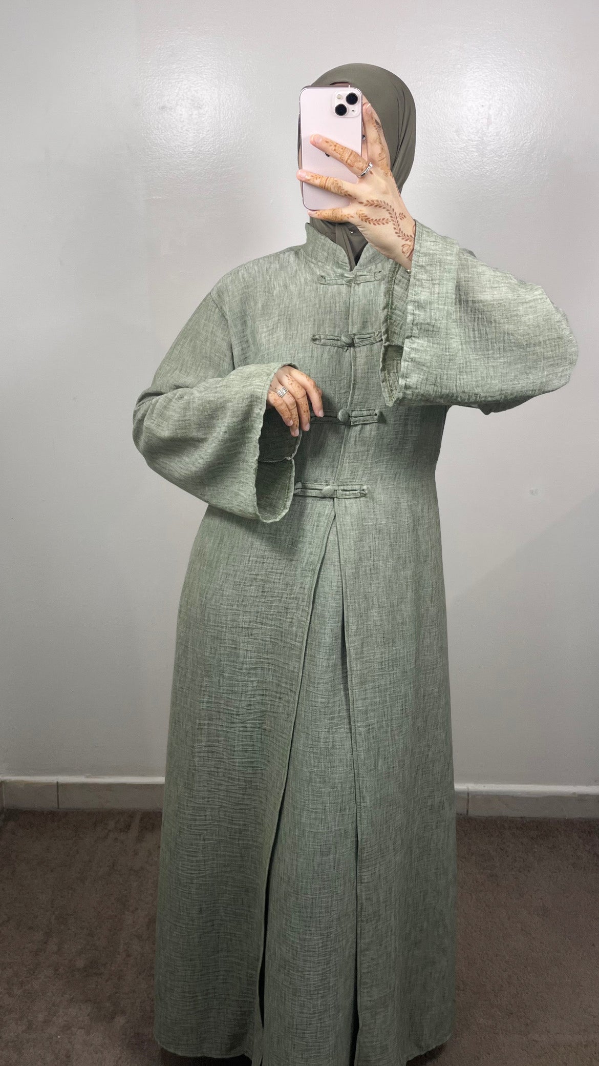 ENSEMBLE TOKYO LONG KIMONO + SOUS ABAYA VERT