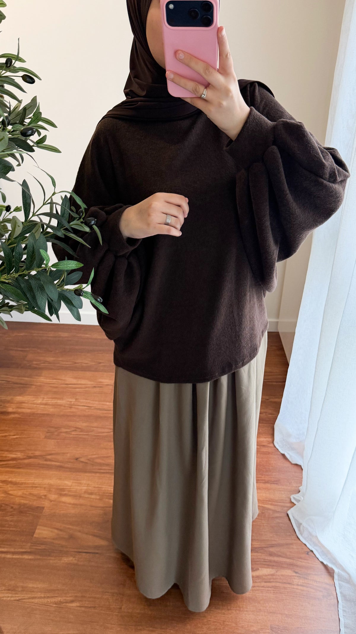 PULL MANCHES BOUFFANTE MARRON