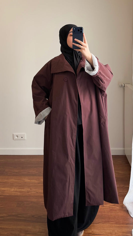 TRENCH LONG OVERSIZE BORDEAU