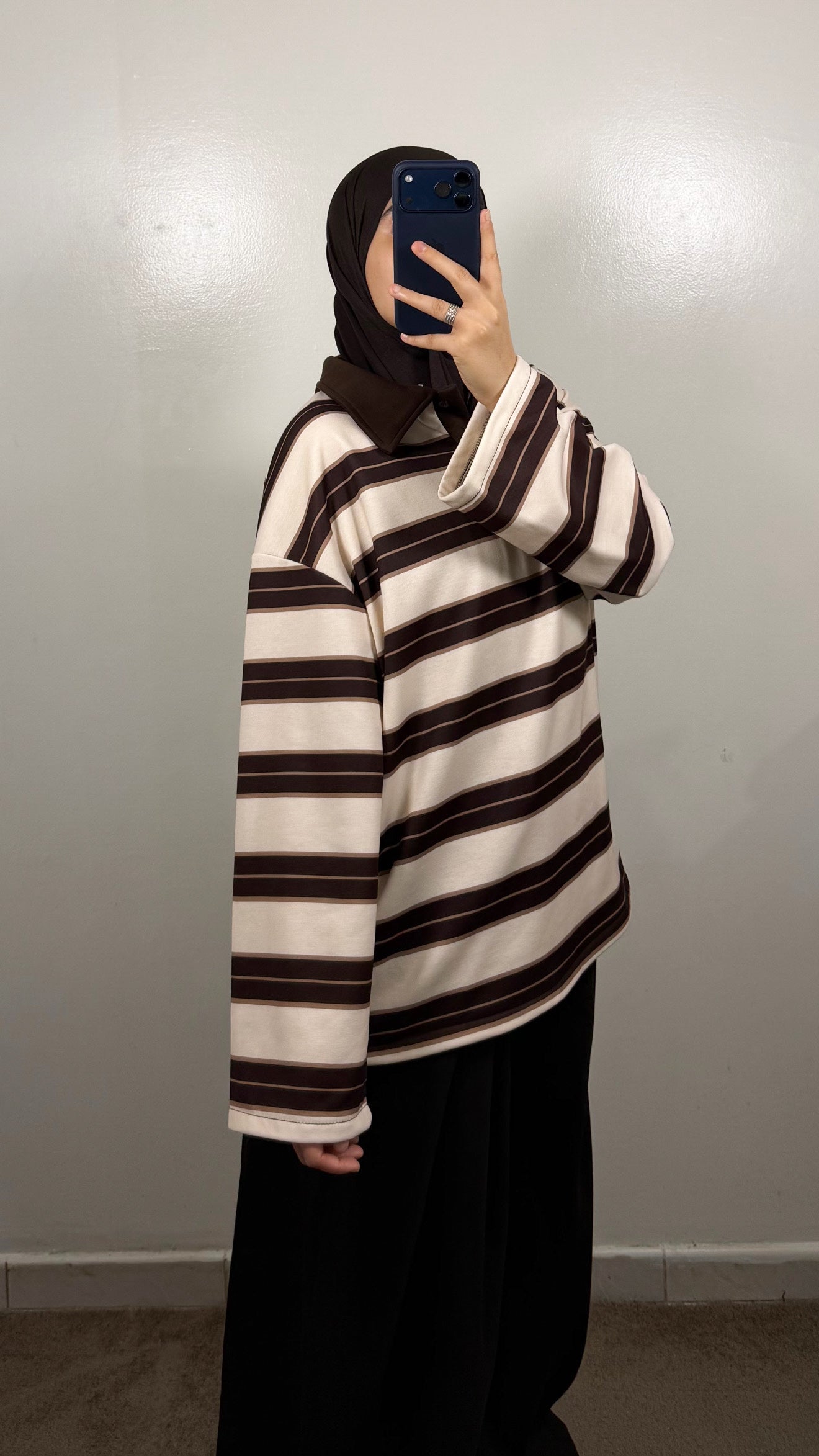 POLO EPAIS BLANC/MARRON