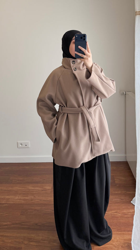 MANTEAU MI-LONG TAUPE