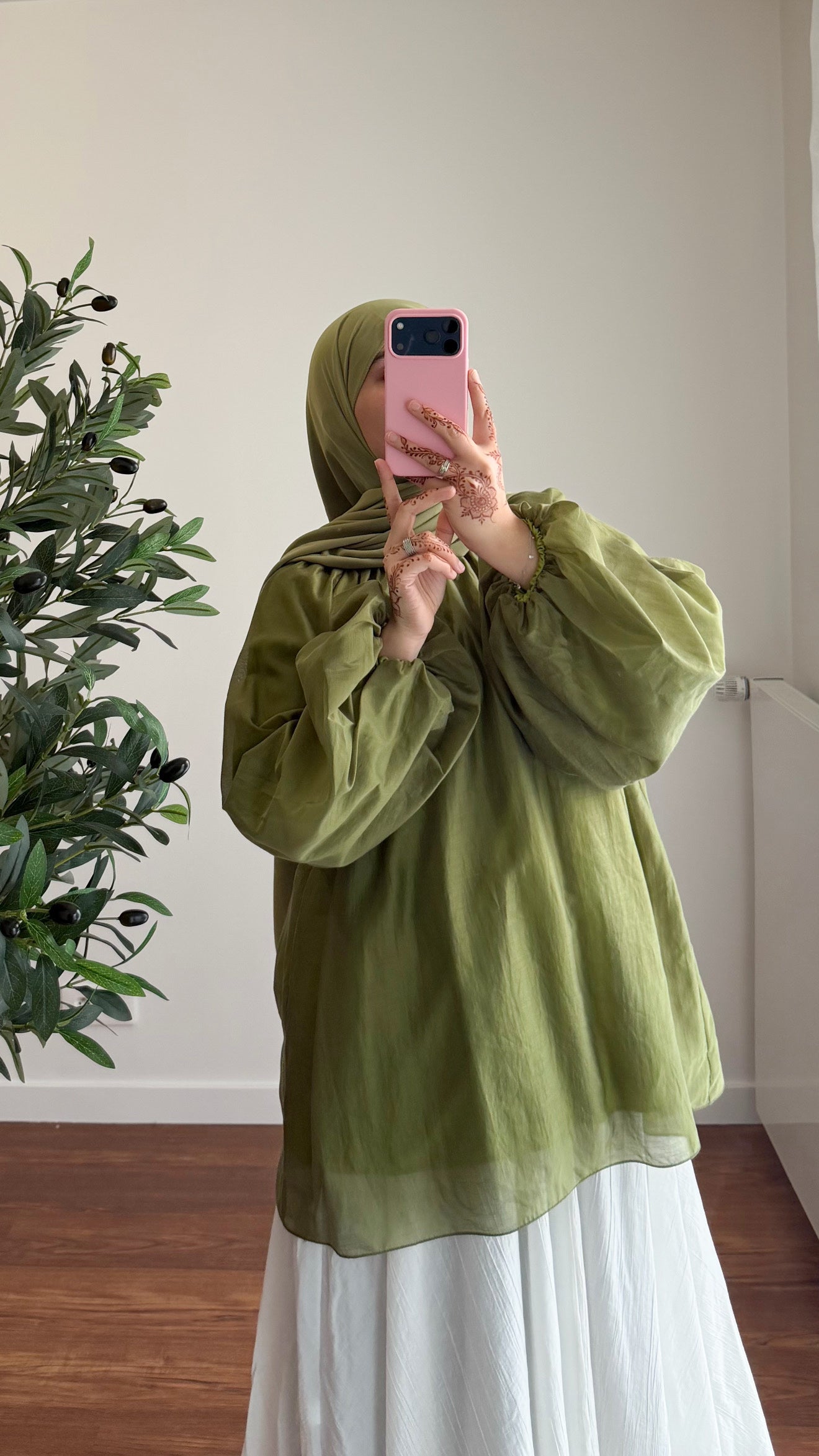 BLOUSE TENCEL VERT KAKI