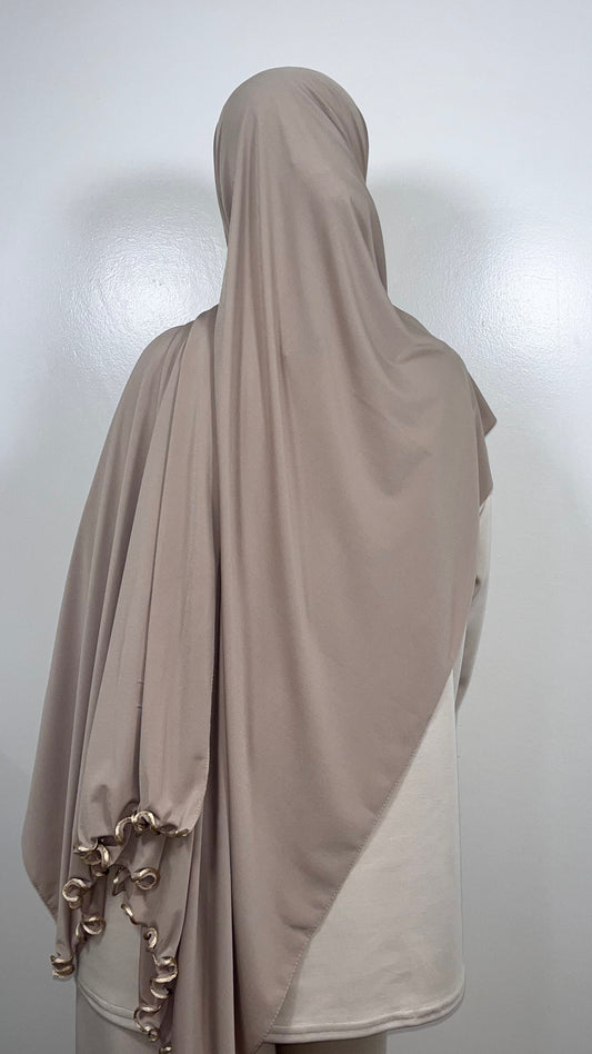 HIJAB JERSEY PREMIUM DE LUXE FRONCÉ BEIGE