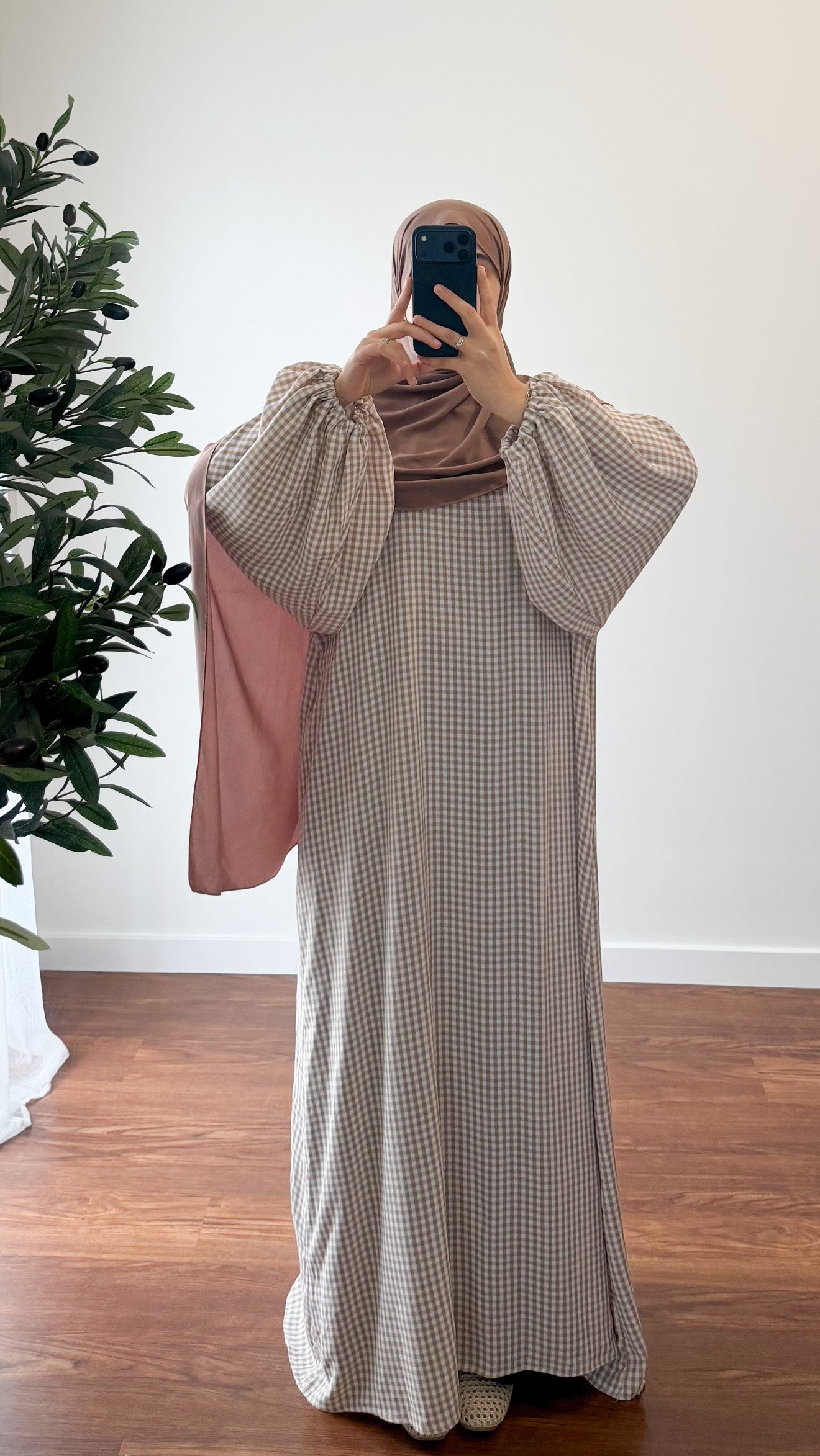ABAYA VICHY MARRON