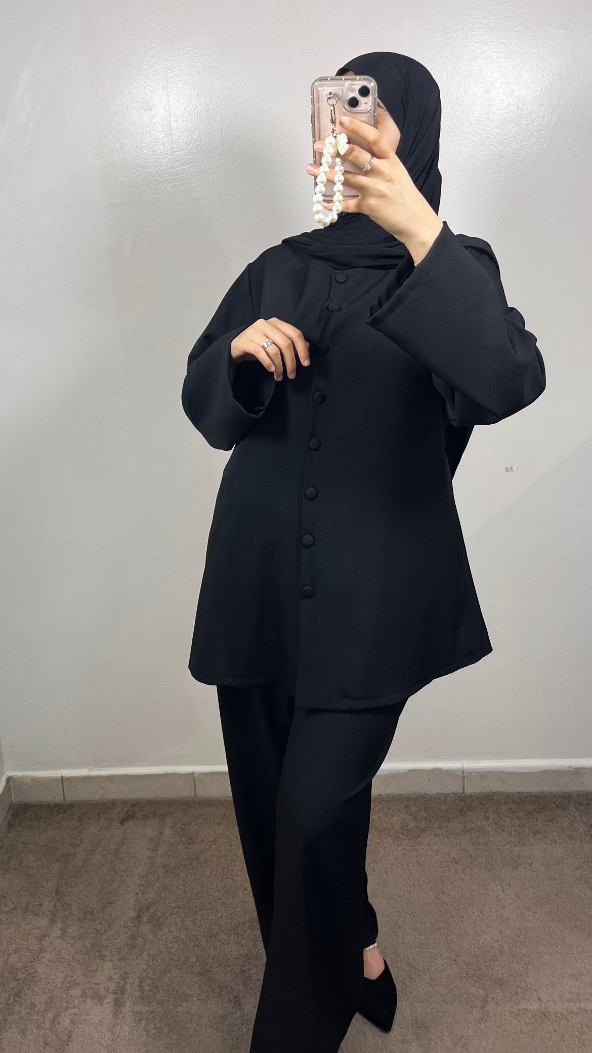 BLACK BUTTONED SET