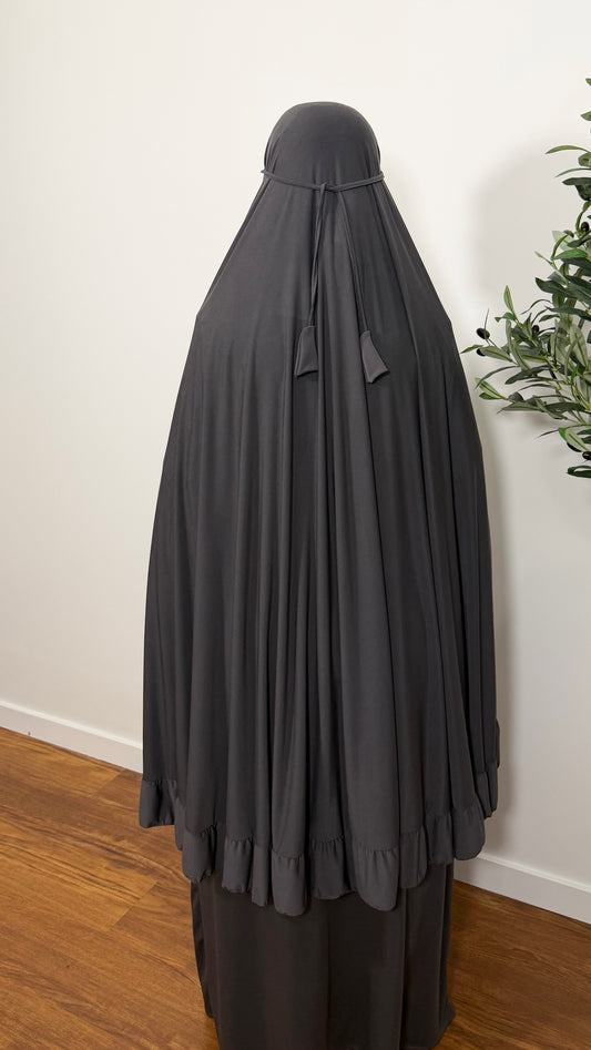 ENSEMBLE DE PRIÈRE MALAISIEN GRIS ANTHRACITE EN JERSEY PREMIUM