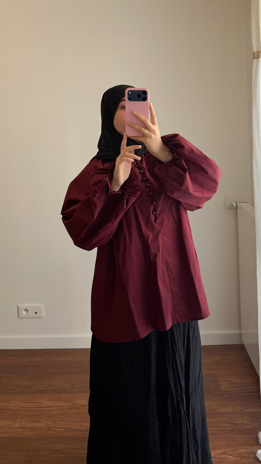BLOUSE SIYA POPELINE BORDEAU