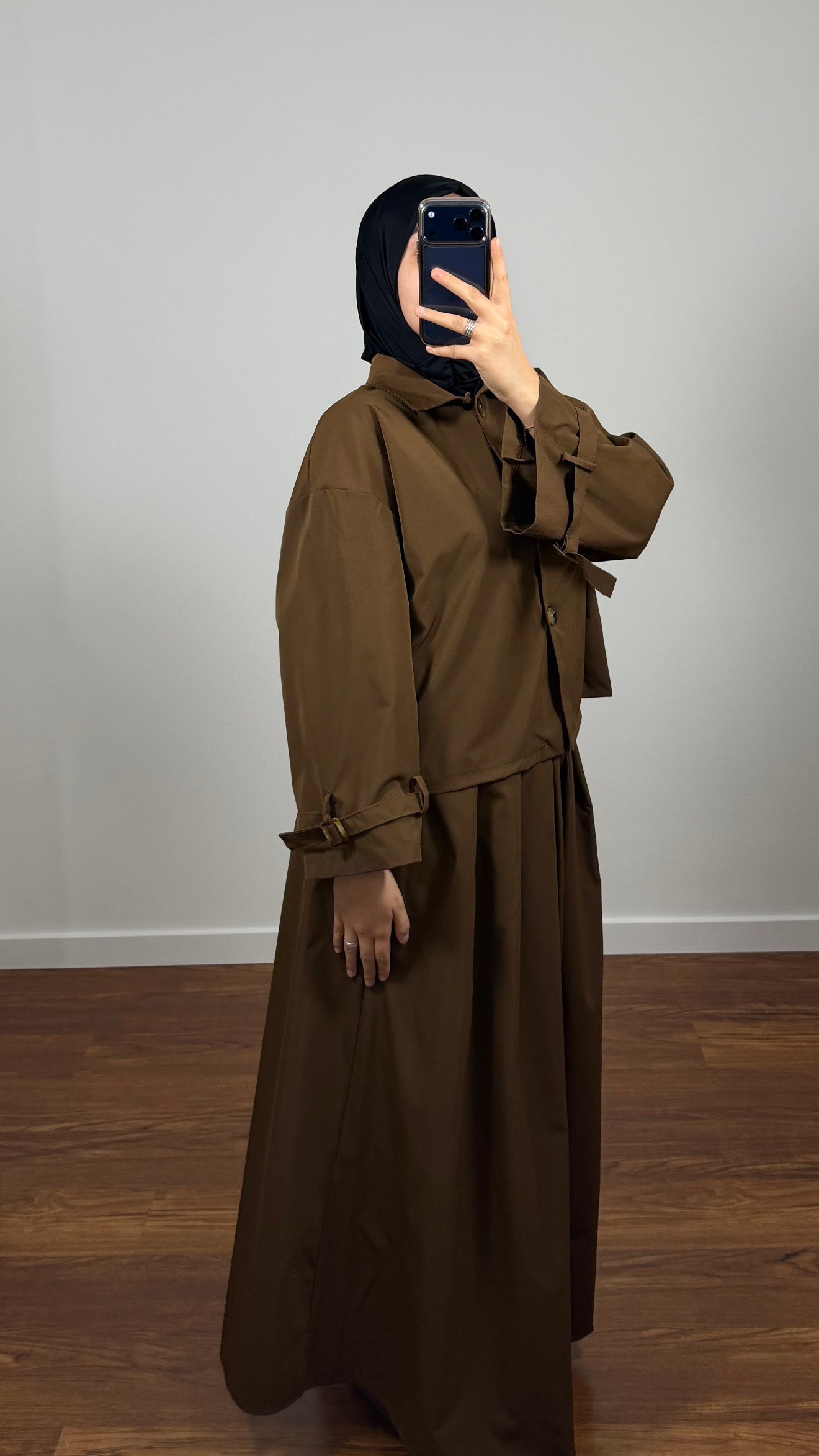 ENSEMBLE TRENCH VESTE + JUPE MARRON